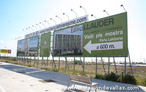 Valla publicitaria 27x4 corpóreo, marcos e iluminada